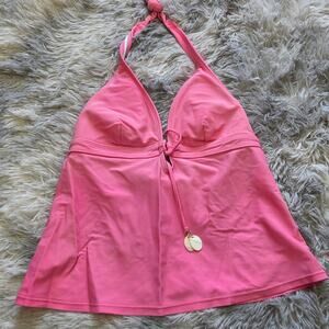 Chaps tankini swimwear top, pink, woman's size 8 M